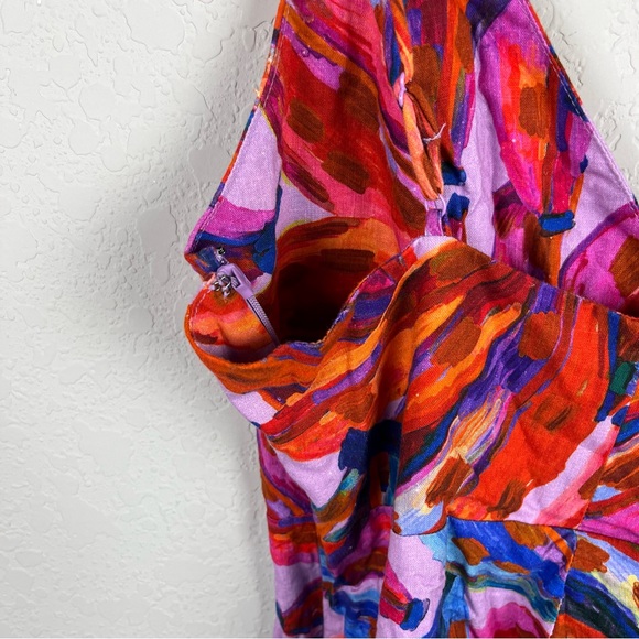 Farm Rio Colored Banana Wrap Mini Dress Linen - Picture 9 of 12